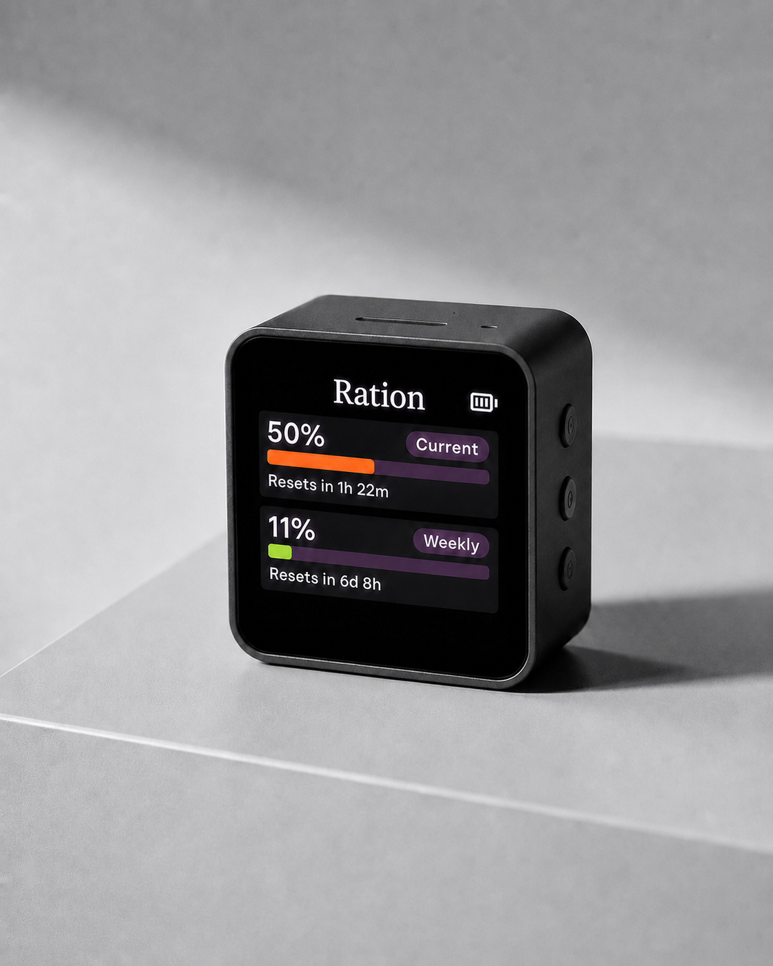 RATION on a clean studio backdrop